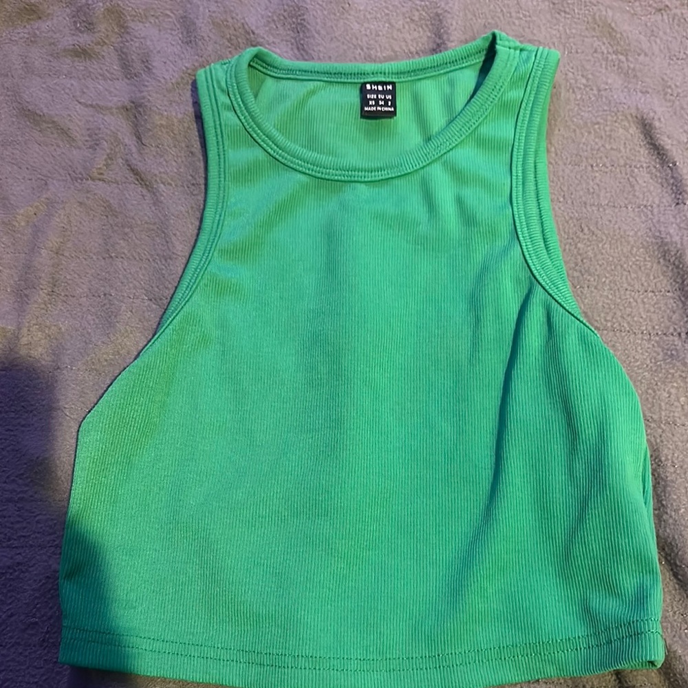 Green Ribbed Tank Top